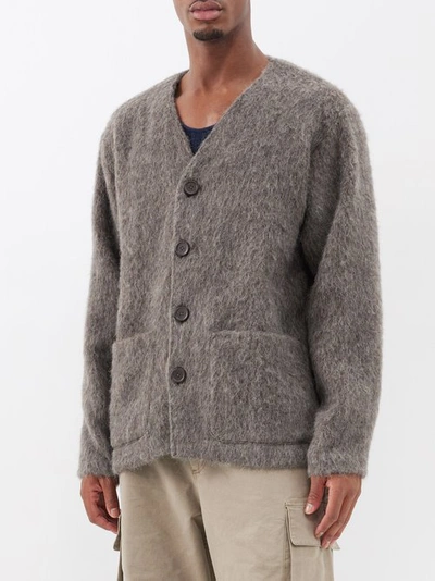 Our Legacy Patch-pocket Textured Cardigan In Brown