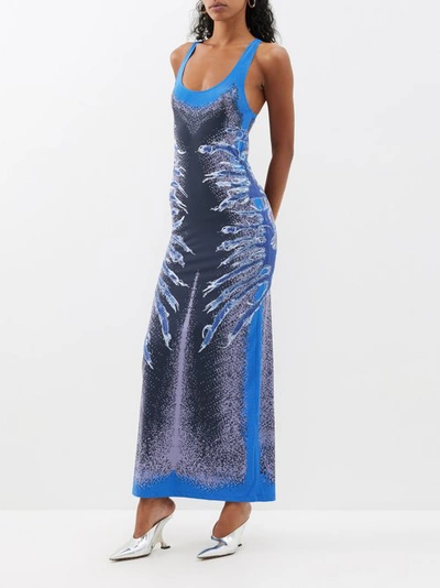 Y/project Printed Maxi Dress In Blue