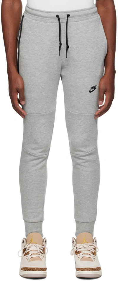 Nike Gray Drawstring Sweatpants In Dk Grey Heather/blac