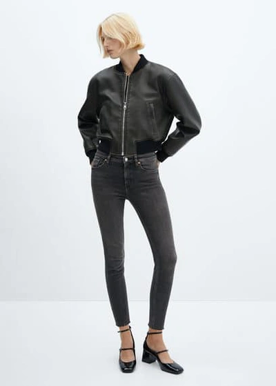 Mango Skinny Cropped Jeans Open Grey