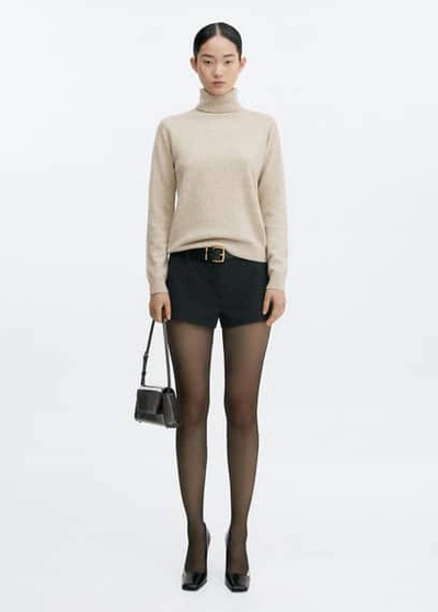 Mango 100% Cashmere Turtleneck Sweater Light/pastel Grey In Light/pastel Grey