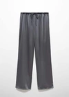 Mango Satin-finish Elastic Waist Trousers Grey