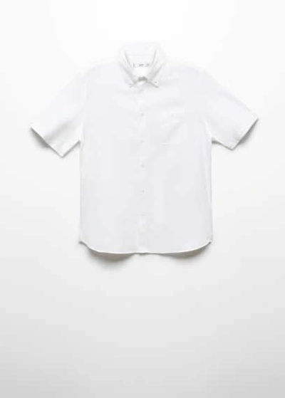 Mango Man Regular Fit Oxford Short Sleeve Shirt White
