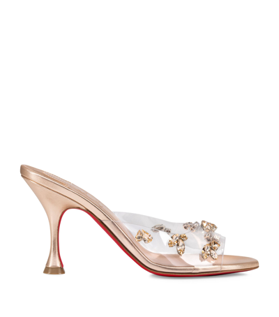 Christian Louboutin 85mm Degraqueen Pvc & Leather Mules In Gold