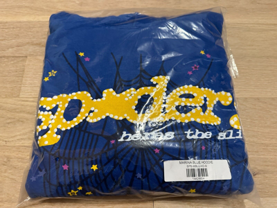 Pre-owned Sp5der Spider Worldwide × Young Thug  Tc Blue Hoodie Sz S-xl 100% Authentic In Yellow