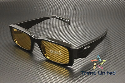 Pre-owned Prada Pr 27zs 16k70a Black Yellow 54 Mm Men's Sunglasses