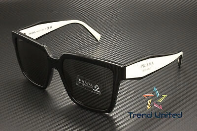 Pre-owned Prada Pr 24zs 1ab5s0 Black Dark Grey 56 Mm Women's Sunglasses In Gray