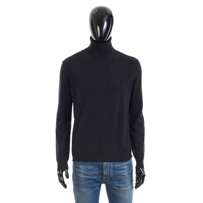Pre-owned Loro Piana 1450$ Classic Turtleneck In Black/gray Melange Baby Cashmere