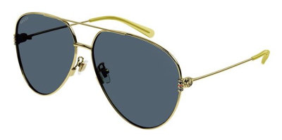 Pre-owned Gucci Gg1280s-003 Women's Gold / Blue Mirrored Sunglasses