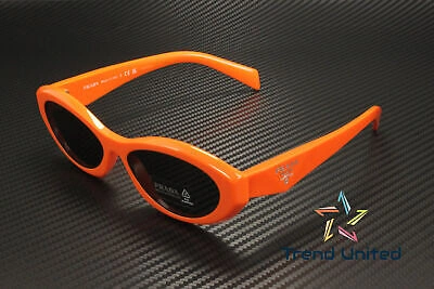 Pre-owned Prada Pr 26zs 12l08z Orange Dark Grey 55 Mm Women's Sunglasses In Gray