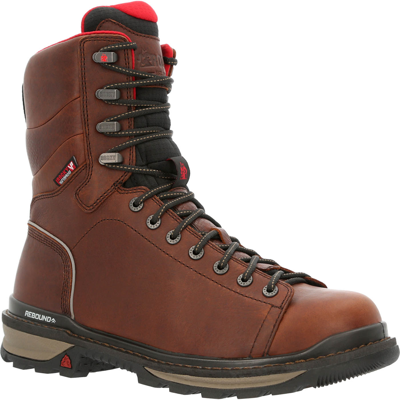 Pre-owned Rocky Boots Rocky Mens Dark Brown Leather Rams Horn Lace-up Ct Work Boots