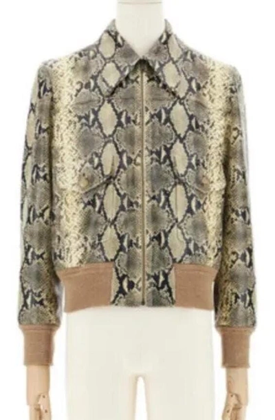 Pre-owned Handmade Man's Real Python Snake Skins Genuine Snake ? Hides Byker Jacket Coat All Sizes In Black