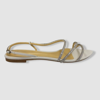 Pre-owned Alexandre Birman $625  Women's White Alana Crystal Sandal Shoes Size 36 Eu/6 Us