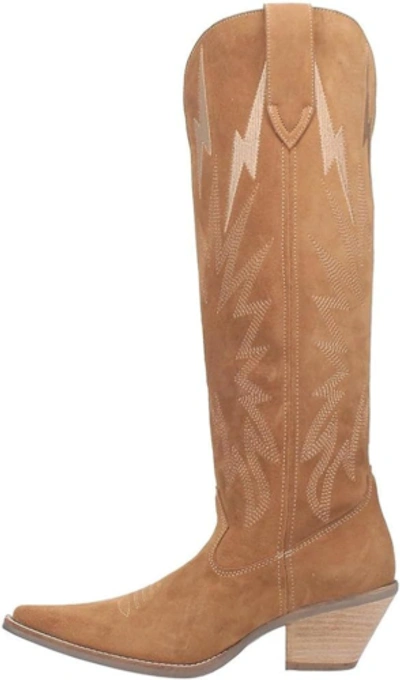 Pre-owned Dingo Womens Thunder Road Snip Toe Casual Boots Knee High Mid Heel 2-3" -... In Camel