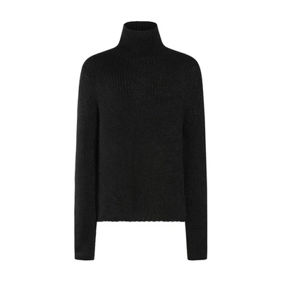 Ann Demeulemeester Hein High Neck Sweater Drop Stitch In Black