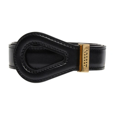 Isabel Marant Brindi Pull-through Leather & Brass Belt In Black