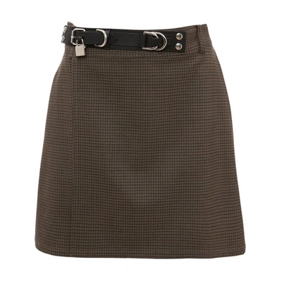 Jw Anderson Padlock Strap Mini Skirt In Brown