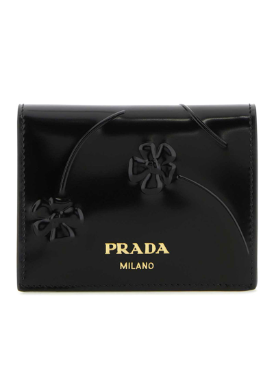 Prada Wallet In Patent Leather In Black