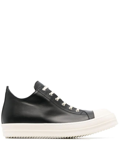 Rick Owens Leather Low-top Trainers In Black