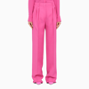 Valentino Pleated Wool And Silk-blend Crepe Wide-leg Pants In Pink