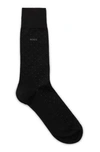 Hugo Boss Regular-length Socks In A Mercerized-cotton Blend In Black