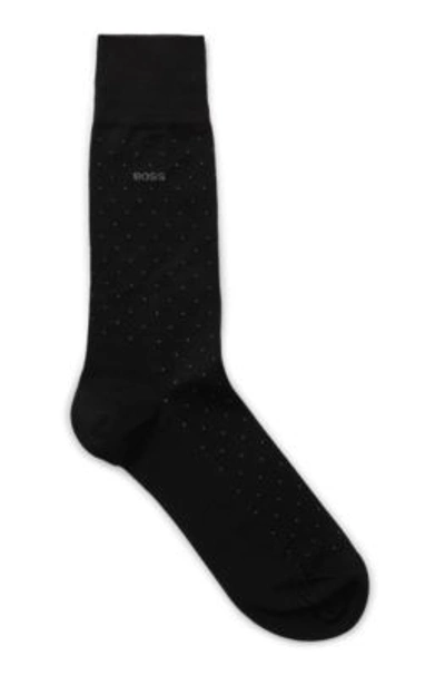 Hugo Boss Regular-length Socks In A Mercerised-cotton Blend In Black