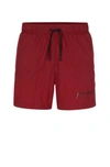 Hugo Boss Swim Shorts With Handwritten Logo In Dark Red