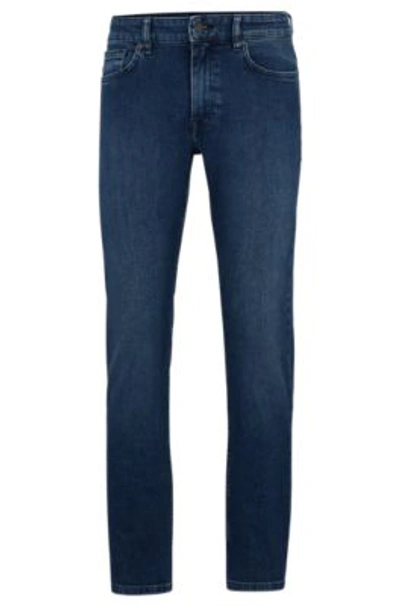 Hugo Boss Slim-fit Jeans In Pure-blue Comfort-stretch Denim In Dark Blue