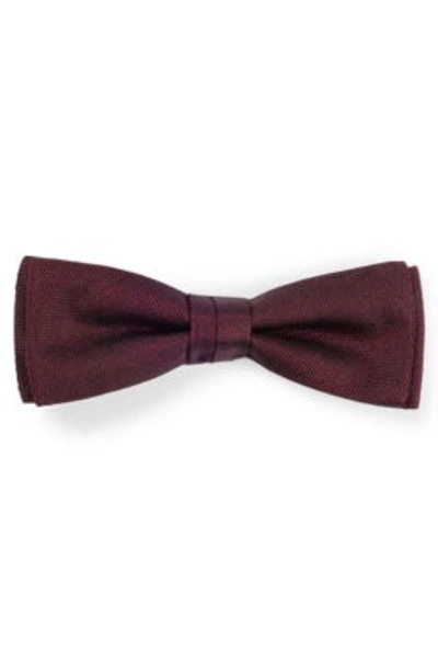 Hugo Boss Italian-made Bow Tie In Silk Jacquard In Dark Red