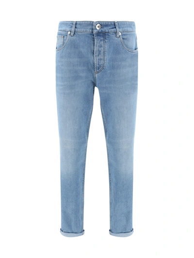 Brunello Cucinelli Cotton Denim Straight Jeans In Blue