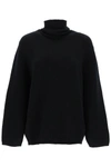 Totême Oversized Wool-blend Turtleneck Sweater In Black
