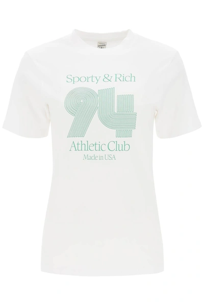 Sporty And Rich Athletic Club Brand-print Regular-fit Cotton-jersey T-shirt In White