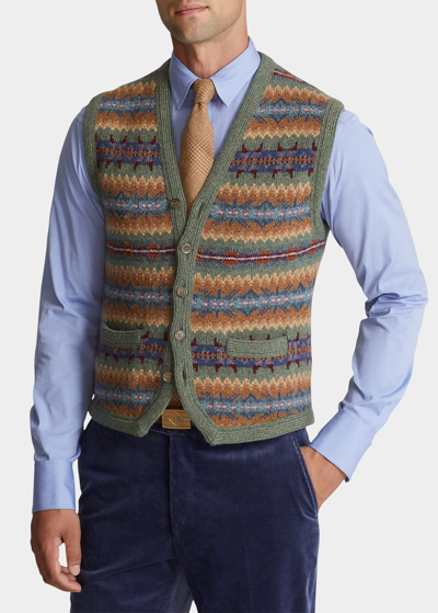 Ralph Lauren Purple Label Fair Isle Wool-cashmere Sweater Vest In Loveitt Fairisle
