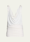 Interior Fern Cowl Neck Top With Knot Details In Batter