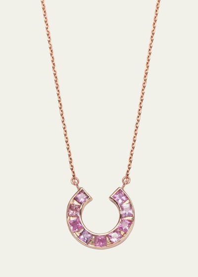Jolly Bijou 14k Rose Gold Sundial Pink Sapphire Pendant Necklace In Rg