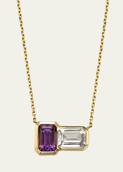 Jolly Bijou 14k Gold Orb Morganite And Amethyst Pendant Necklace In Yg