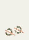 JOLLY BIJOU 14K ROSE GOLD SUNDIAL INDICOLITE TOURMALINE STUD EARRINGS