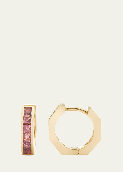 Jolly Bijou 14k Gold Otto Pink Sapphire Earrings In Yg