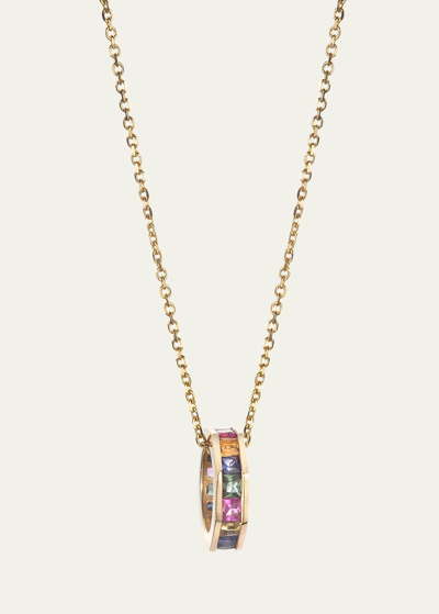 Jolly Bijou 14k Gold Otto Multicolor Sapphire Pendant Necklace In Yg