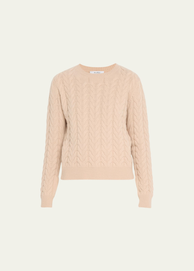 Max Mara Odessa Cable Cashmere Sweater In Pink