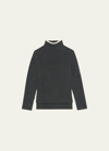 Theory Karenia Cashmere And Felted Wool Turtleneck Sweater In Charivory