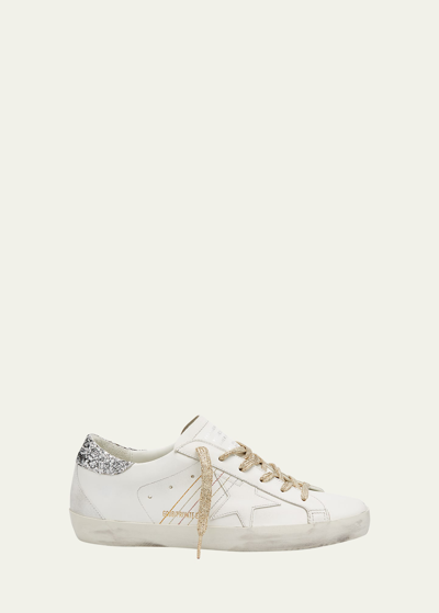 Golden Goose Superstar Metallic Leather Low-top Sneakers In Optic White Silve