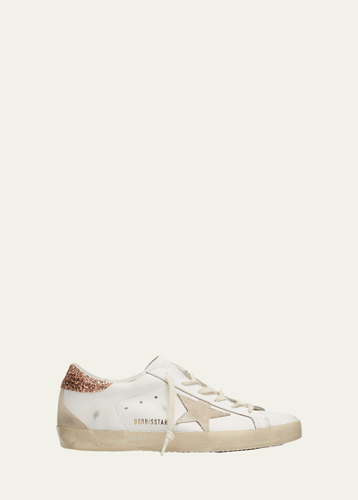 Golden Goose Superstar Leather Glitter Low-top Sneakers In White Seed Pearl