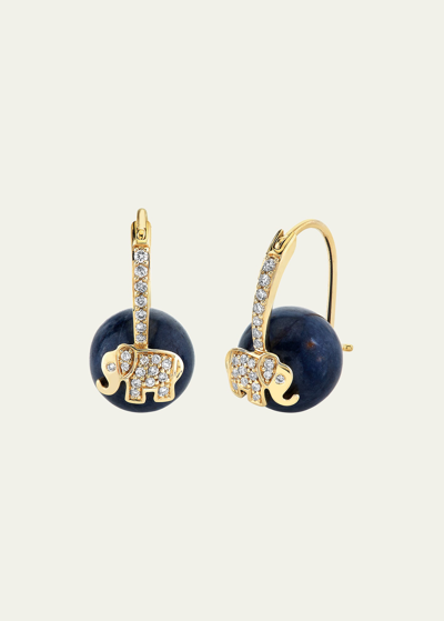 Sydney Evan Women's Elephant 14k Yellow Gold & 0.2 Tcw Diamond Bead Drop Earrings