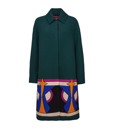 La Doublej Boxy Coat Intarsia In Dark_green