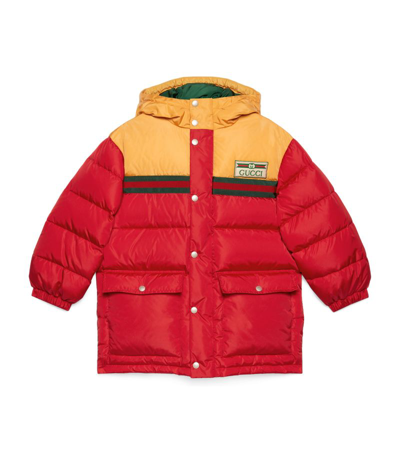 Gucci Kids Hooded Logo-patch Puffer Jacket (4-12 Years) In Multi