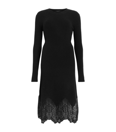 Allsaints Milly Lace Trim Dress In Black