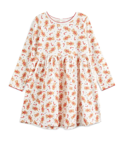 Rachel Riley Kids' Gingerbread Stretch-cotton Dress In Neutrals