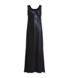 Allsaints Cody Satin Maxi Slip Dress In Squid Ink
