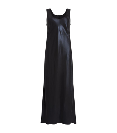 Allsaints Cody Satin Maxi Slip Dress In Squid Ink Blue